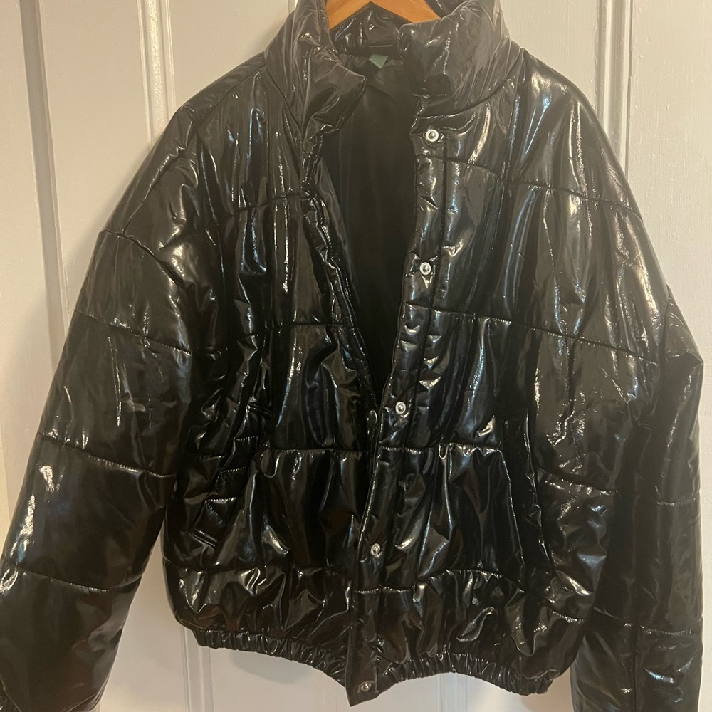 Shiny Black Puffer Jacket